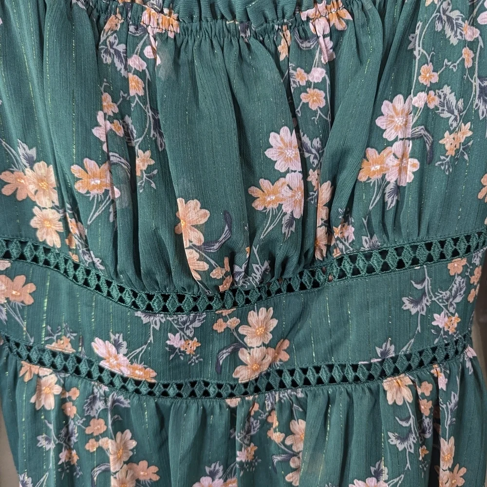 Trixxi Floral Blouse - Green and Pink - Picture 3 of 6